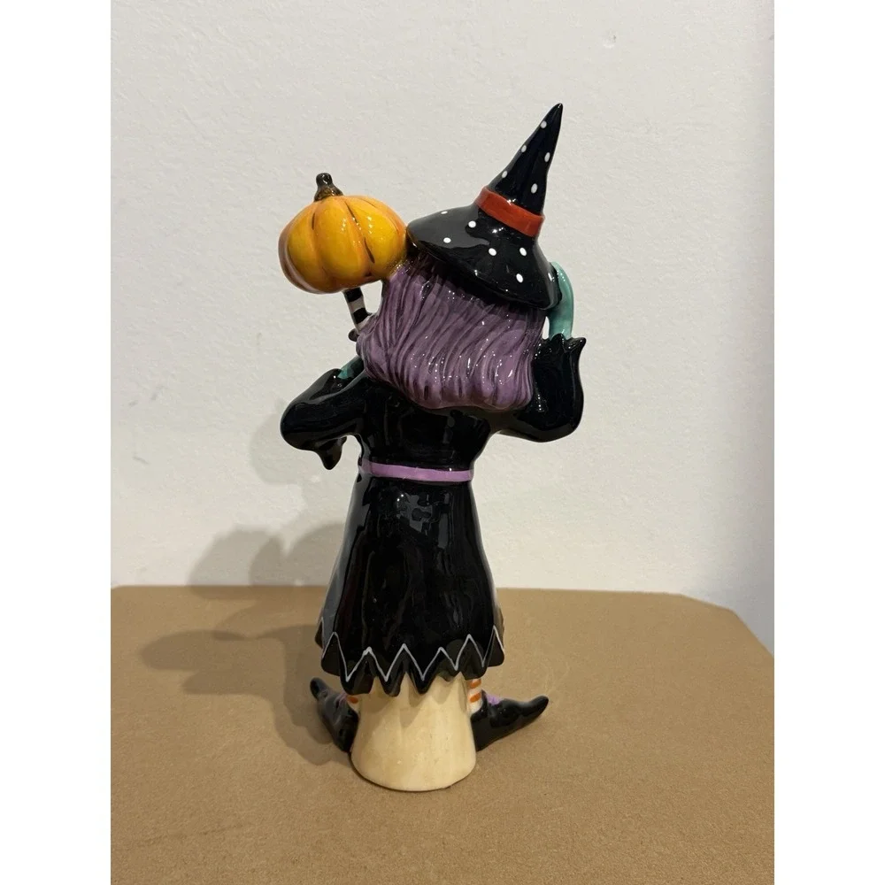 Blue Sky Clayworks Halloween WITCH WITH JACK-O-LANTERN Blue Face - FLAWS